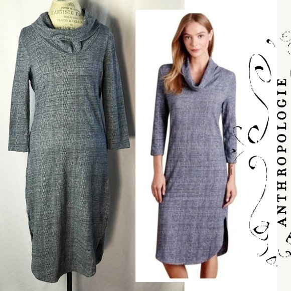 Anthropologie Saturday Sunday Heather Blue Cowl Neck Casual Dress Size M - Picture 1 of 12